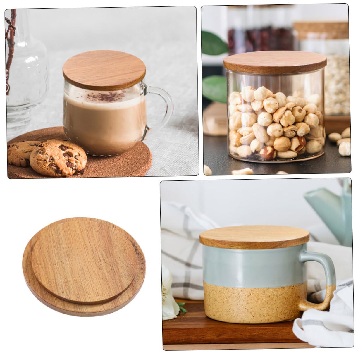 PRETYZOOM 5 Set Di Coperchi Di Ricambio Per Tazze Da Viaggio Con Coperchio in Legno Coperchi Per Tazze Da Caffè E Tè 4 Pezzi*5