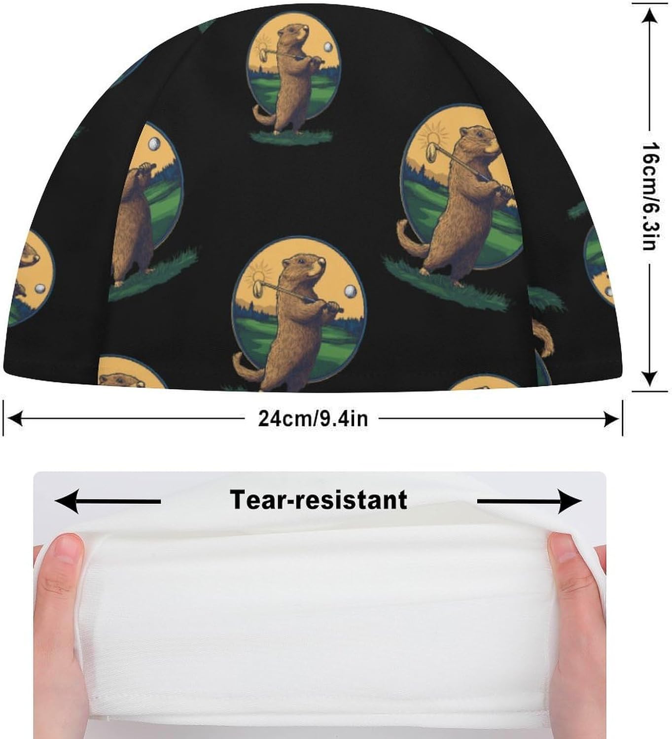 Groundhogs Golf Lover Womens Swim Cap for Men Adult Swimming Hat Curly Short Medium Long Hair