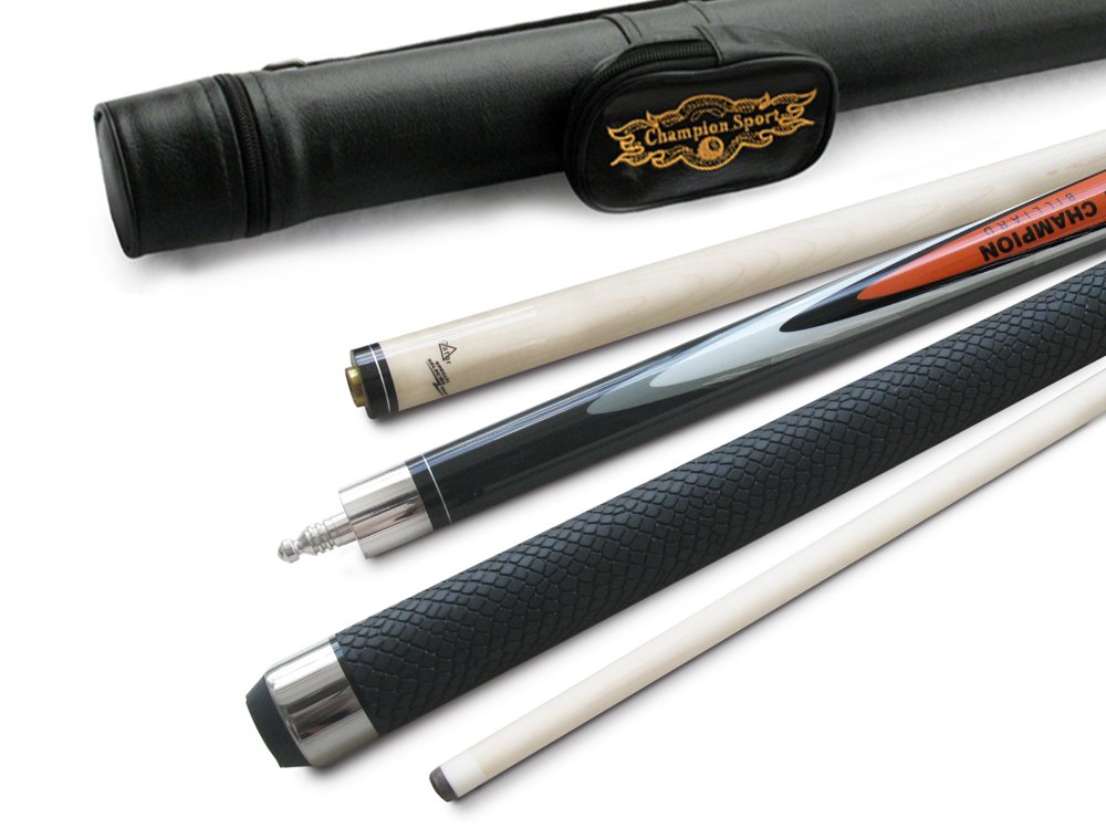Champion Spider Gator or Snake Skin Billiards Maple Cue 18-21 oz, White or Black Pool case, Glove