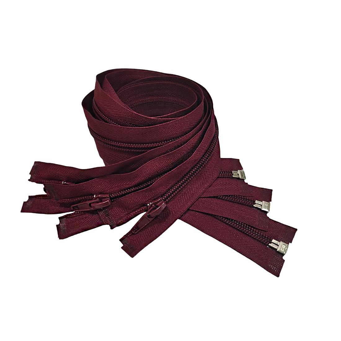 Pack of 3 Open Nylon Zippers n.5, Available in 16 Colours and 14 Sizes