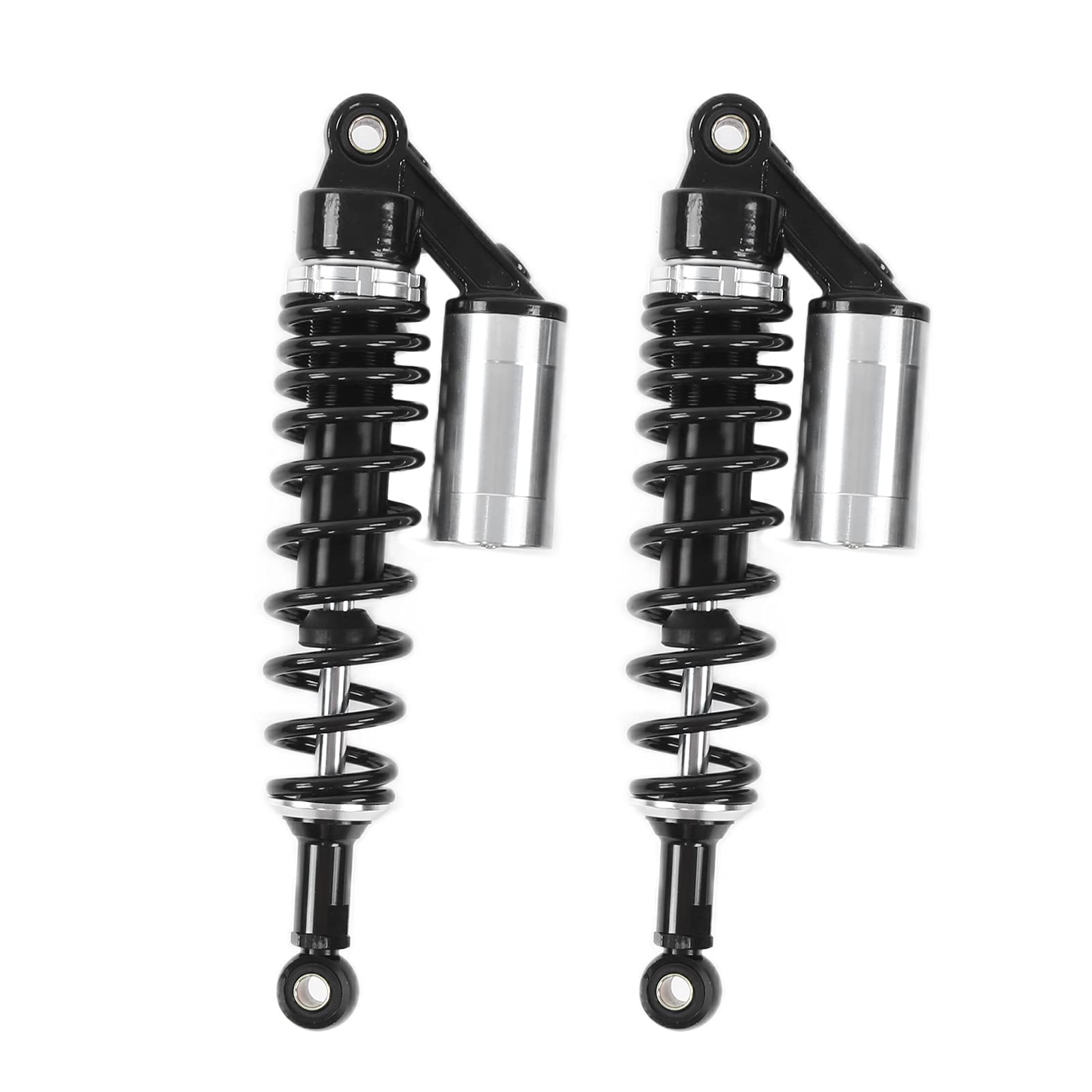Par de Amortiguadores Traseros de Motocicleta de 340mm Universal para ATV SUV (plata pintada de negro)