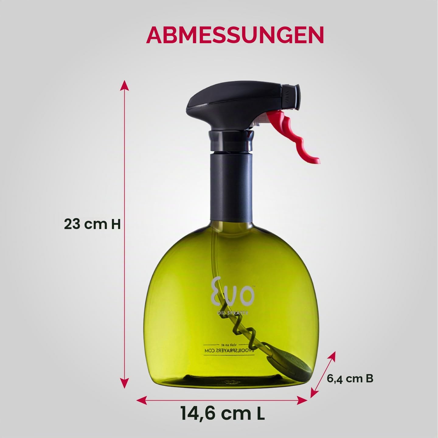 Evo Oil Sprayer Flasche ohne Aerosol für Oliven-Kochöle (530 ml, Kunststoff, grün)