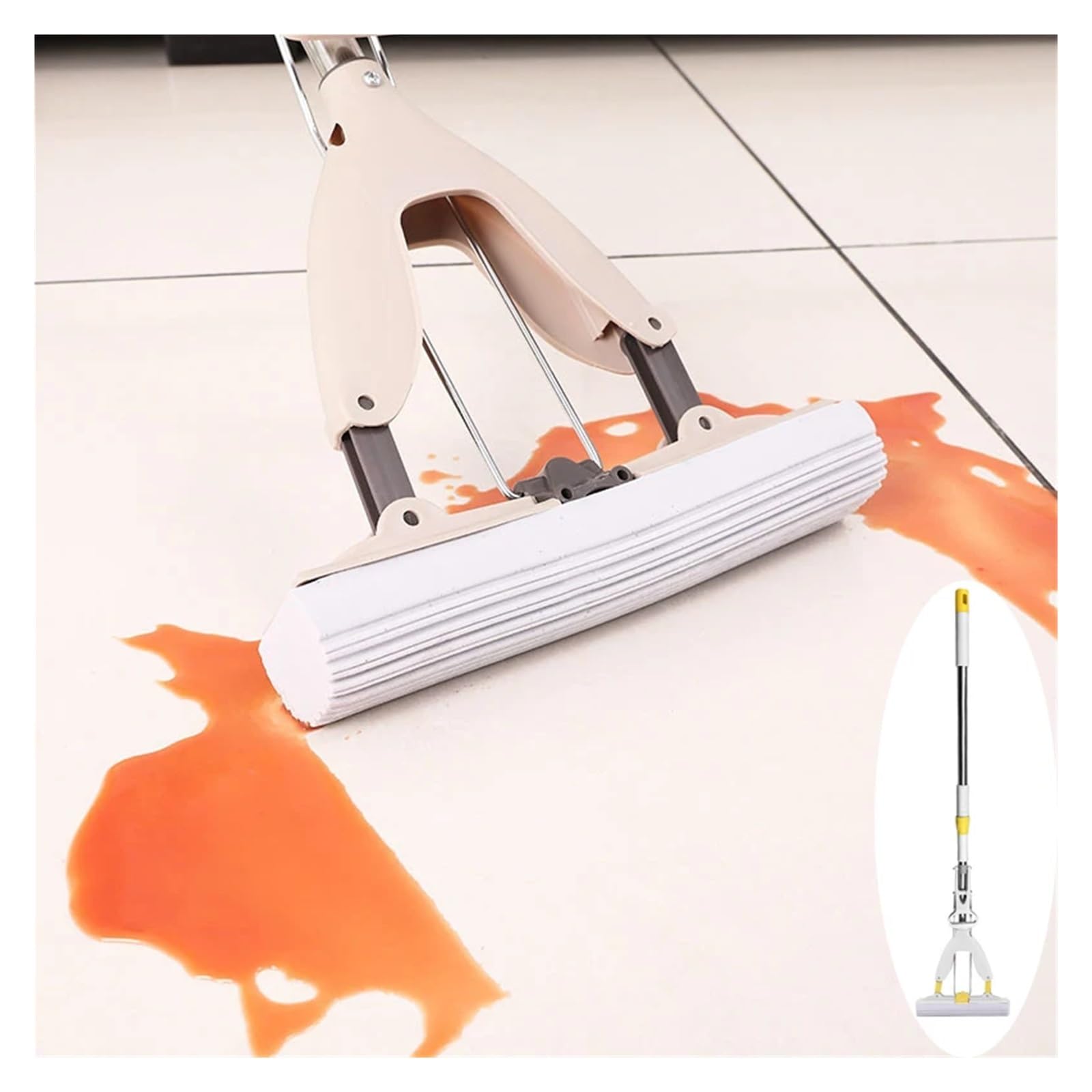 Compatible con fregona de algodón de goma autodrenante exprimible, fregona plana perezosa plegable sin lavado, fregona de esponja, techos domésticos, herramientas de limpieza de pisos