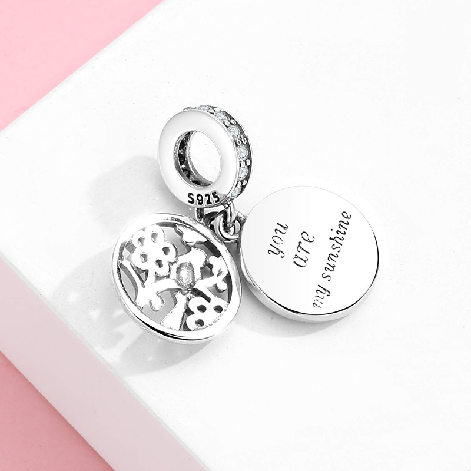 Damen-Perlen-Charms, Silber-Anhänger, Anhänger-Perlen, 925er-Silber-Charm, Blumen, Vögel, Emaille-Charms, passend for Original-Silber-DIY-Armband, edlen Schmuck