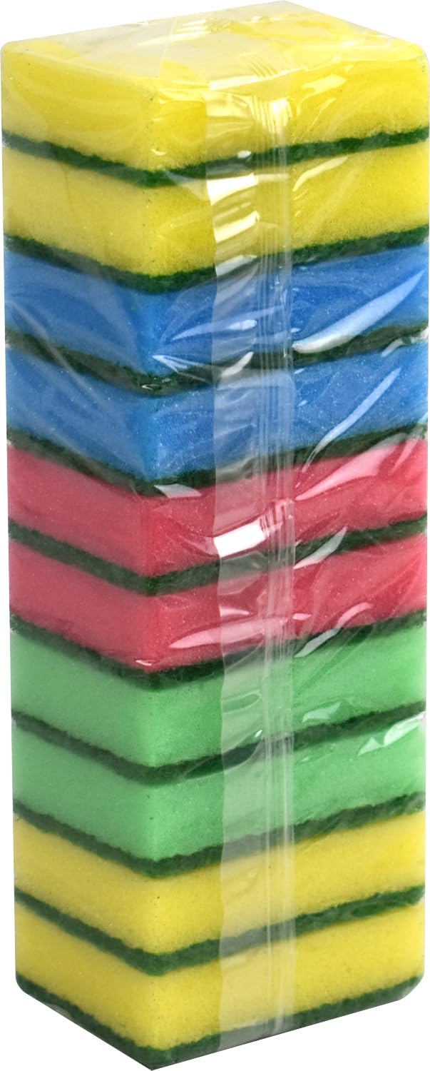 Cleaning Absorbant Foam Sponge Scourers 10PK, Multicolor - Image 2