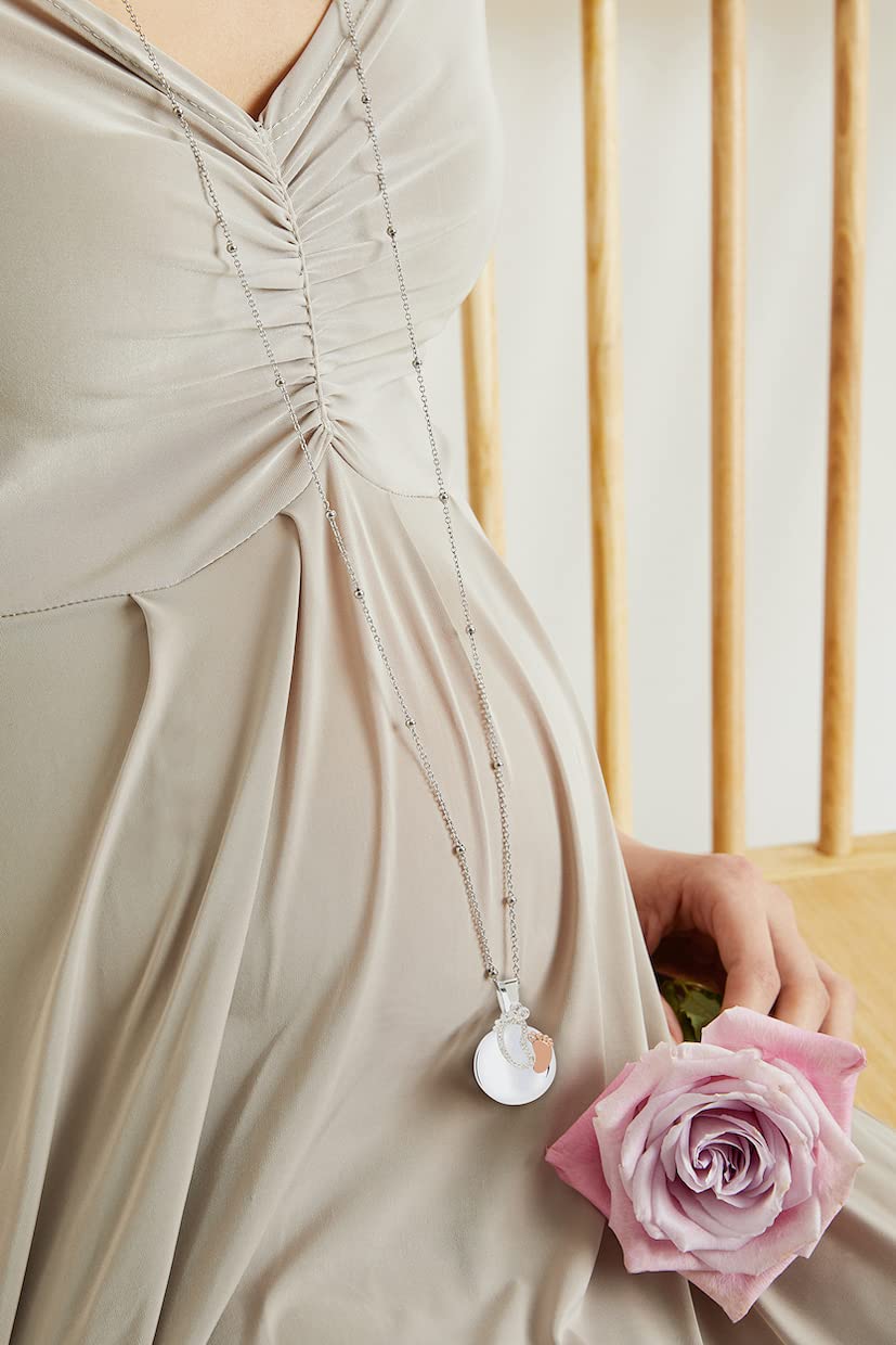 MAMIJUX Chiama Angeli Piedini Mamma Idea Regalo Gravidanza Collana Donna Richiamo degli Angeli Catenina Acciaio