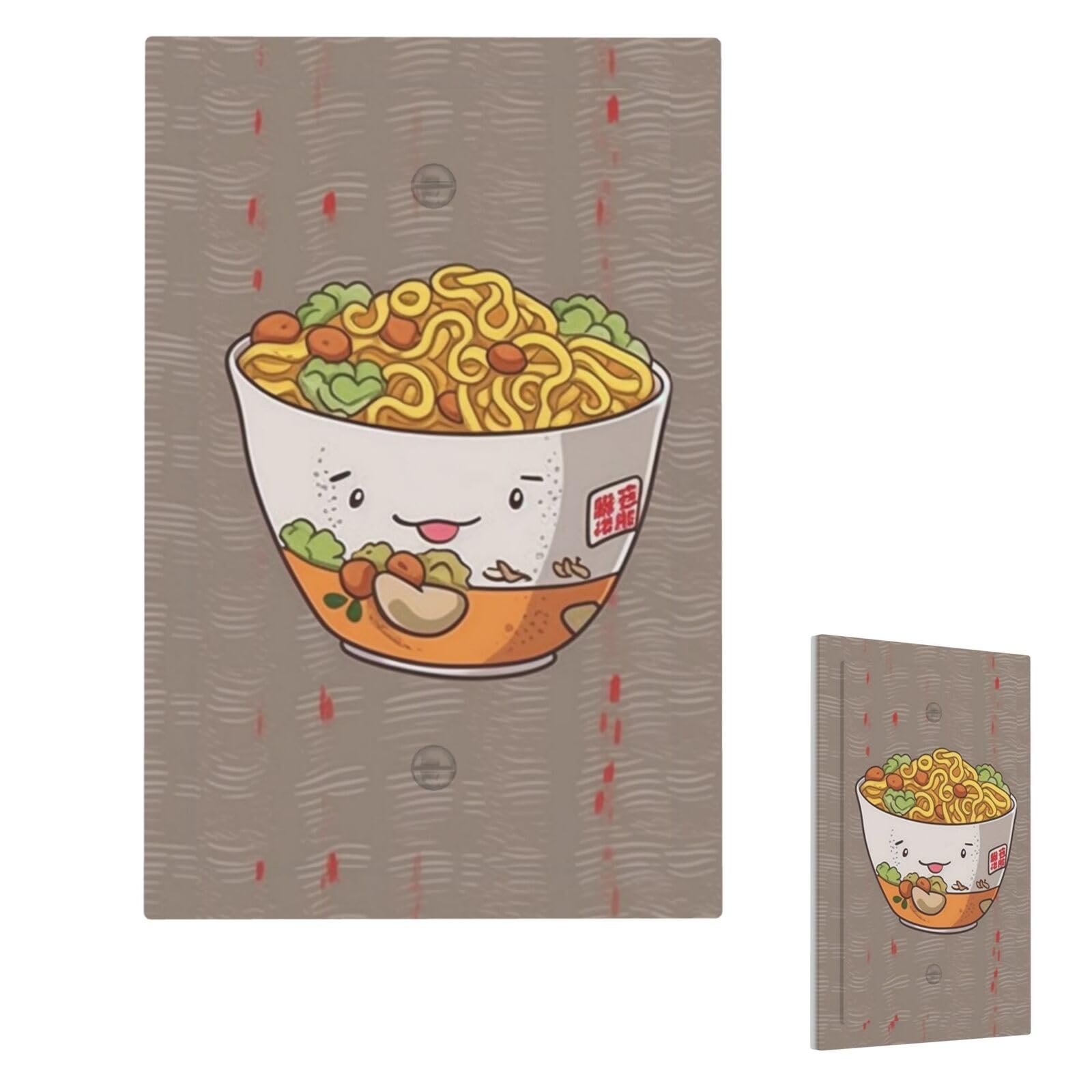 Fekiloot Single Blank Egg Cup Noodle Ramen Wall Plate Cover Modern Decorative 1 Gang Light Switch Cover Unbreakable Receptacle Outlet Covers For Living Room Bedroom Home Decor