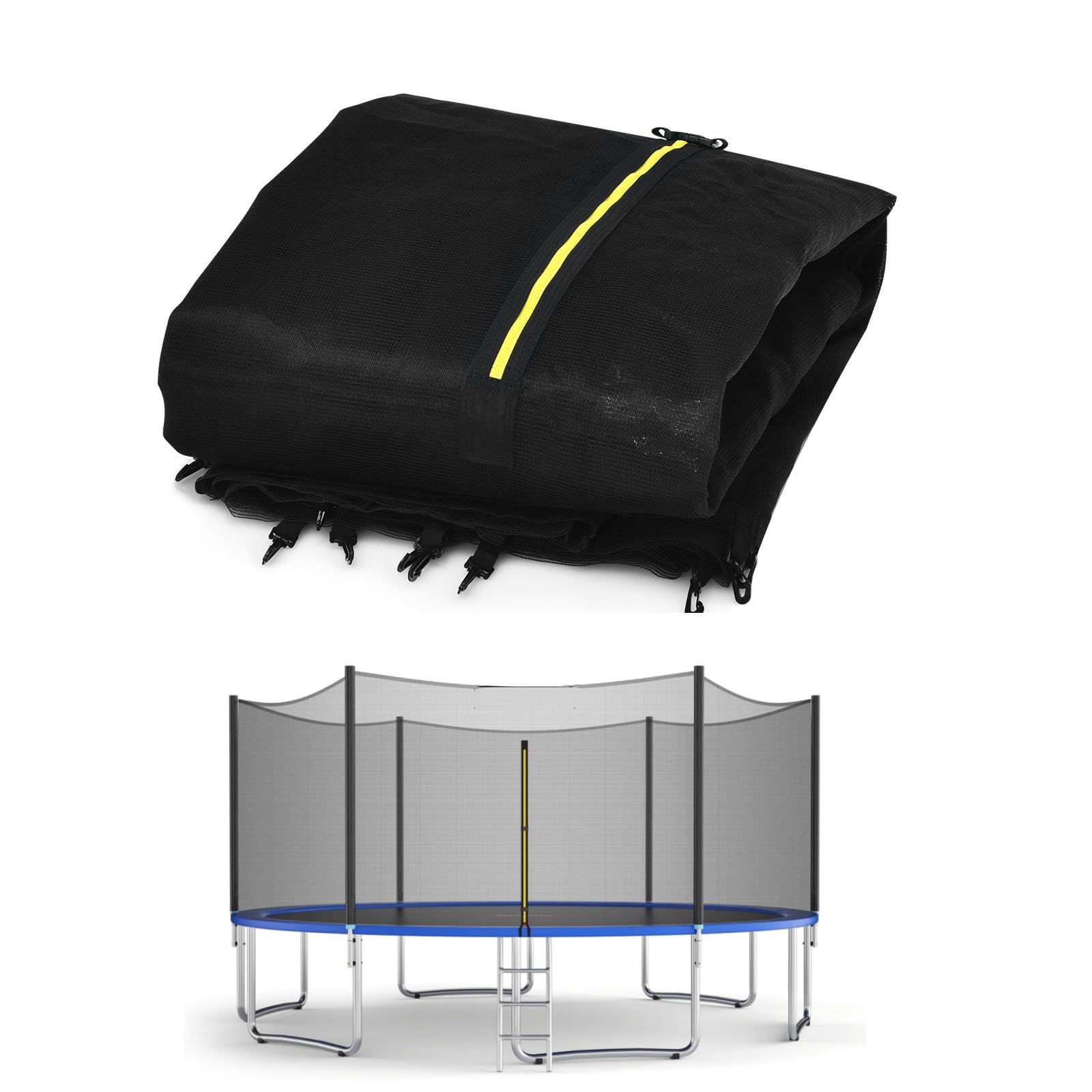 LIFEZEAL Rete di sicurezza esterna per trampolino, alta 180 cm, nero, Ø 305 cm