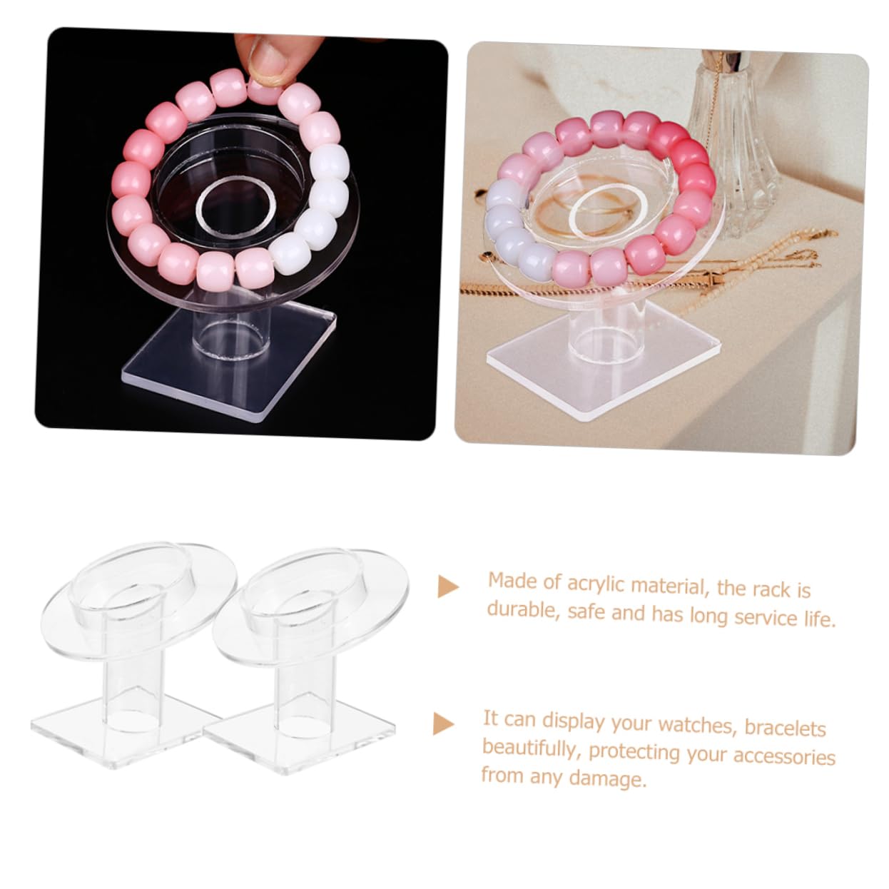2 pièces présentoir de Montre Organisateur de Bureau étagère présentoir à Bijoux présentoir Transparent présentoir à Bijoux présentoir de Table présentoir présentoir Bracelet Chapelet Acrylique
