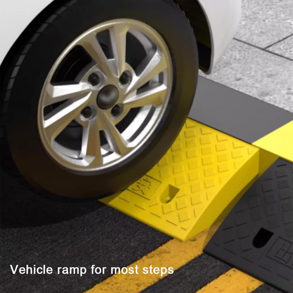 Genérico Rampa Amarilla para Silla de Ruedas de 50x22x5cm - Rampa Antideslizante para umbrales, Scooters y escalones, rampa portátil para bordillos de Entrada y Acceso a garajes, solución de Acceso d