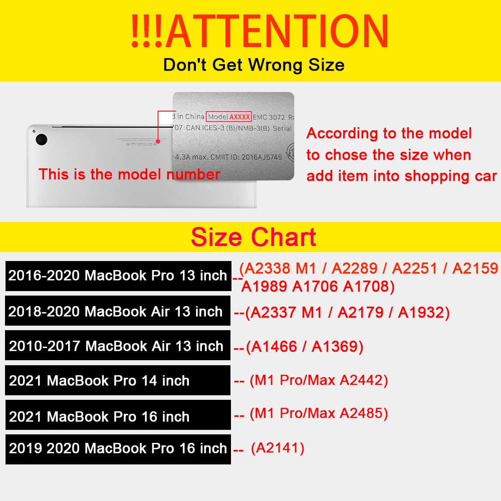 4 en 1 Coque pour MacBook Pro 13 Pouces 2020 2022-2016 Modèle A2338 M1 M2 A2289 A2251 A2159 A1989 A1706 A1708, Plastique Rigide Case Étui et Protection Clavier pour Mac Pro 13.3", X89-11