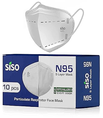 Siso Non-Woven Fabric Reusable N95 5 Layer Face Mask FFP2 - ISI Mark/BIS Certified (White, Pack of 20, Without Valve) for Unisex