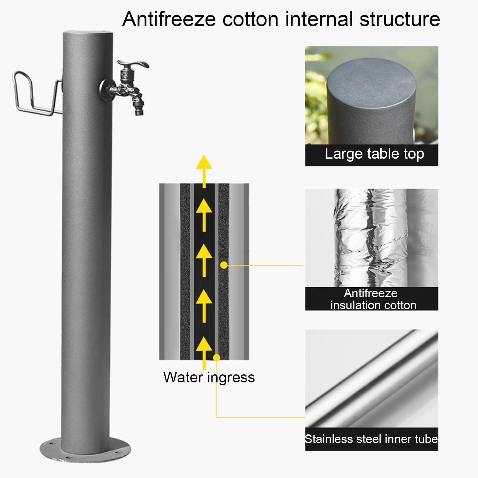 Colonne de Robinet de Jardin Extérieur Entièrement en Cuivre, Colonne d'eau Antigel au Sol, Adaptée À La Décoration de La Cour du Jardin(Small)