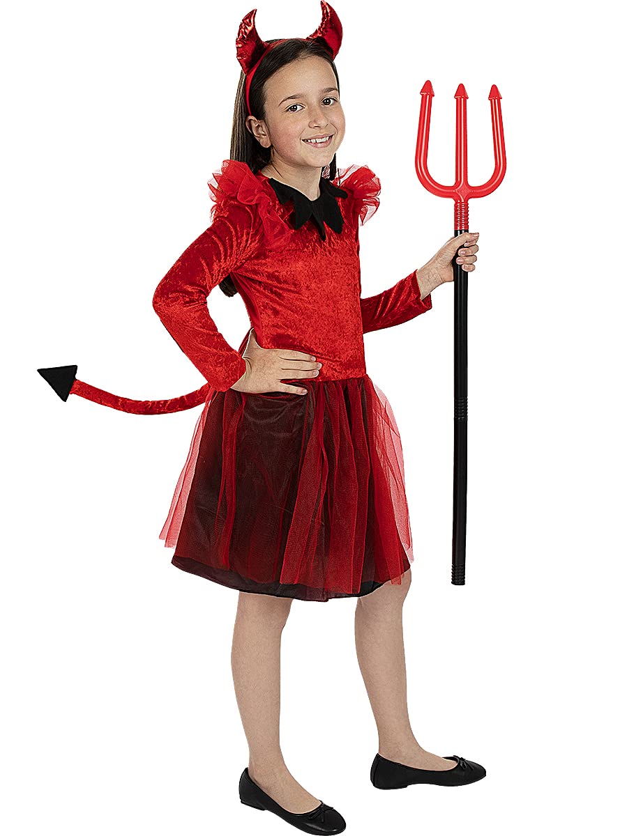 Funidelia | Disfraz de diablesa para niña Demonio, Diablo, Terror - Disfraz para niños y divertidos accesorios para Fiestas, Carnaval y Halloween - Rojo