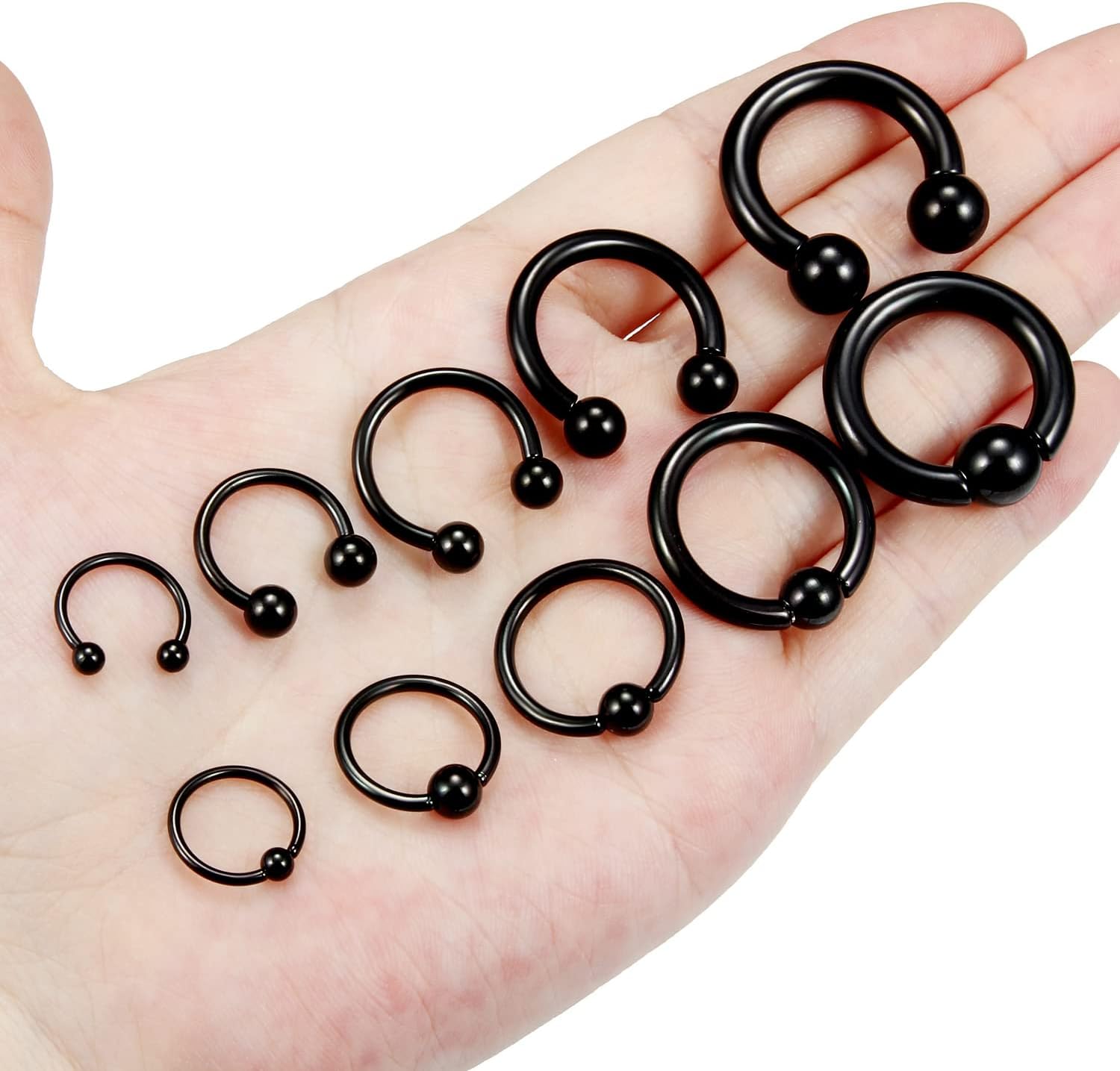Ocptiy 6G 8G 12G 14G 16G PA Ring Horseshoe CBR Circular Barbell 316L Surgical Steel Internally Threaded Pierced Body Jewelry for Women Inner Diameter:10mm 12mm 14mm 16mm - Image 5