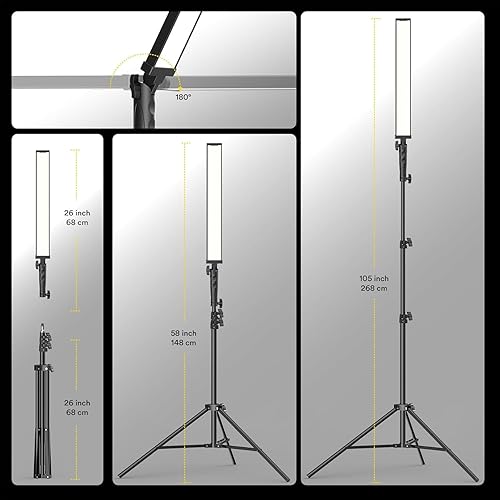Miniatura 7 de RALENO Kit de iluminación LED para fotografía, estudio de fotografía de luz LED, luz de llenado continuo (45 W, 2700 K-6500 K, 97CRI, soportes de 78