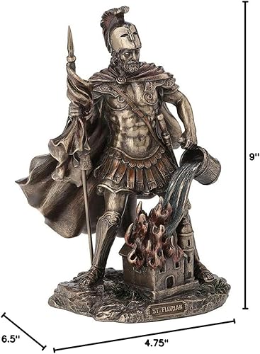 Miniatura 6 de Veronese Design Santo patrón de Florian de 9 pulgadas Santo de los bomberos Acabado de bronce antiguo Estatua griega cristiana del Santo Romano