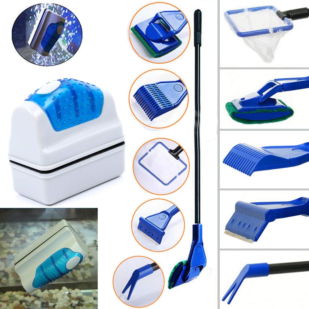 Geenber Aquarium Fish Tank Clean Kit, Magnetic Aquarium Glass Cleaner & Algae Scrapers Set 5 in 1