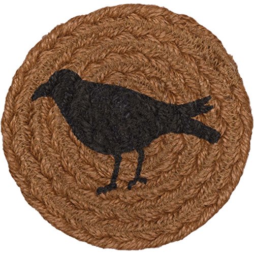 VHC-Brands-Heritage-Farms-Primitive-Coaster-Crow-Set-of-6-Stenciled-Textured-Jute-Round-4 VHC Brands Heritage Farms Primitive Coaster Crow Set of 6 Stenciled Textured Jute Round 4