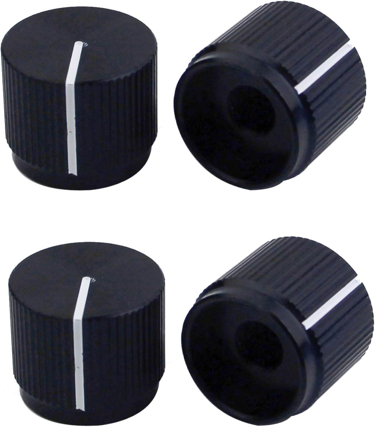 Guyker Guitar Aluminum Alloy Flat Top Control Knobs Dia. 6mm(0.24") Shaft Pots - Dome Tuning Potentiometer Knob Replacement Part for Electric Guitar or Precision Bass, 4-Pack Black