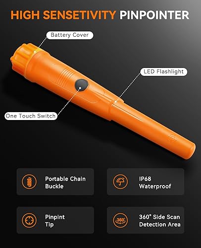 Miniatura 2 de SUNPOW Detector de metales Pinpointer para adultos y niños, IP68 impermeable de mano con funda para cinturón, accesorios de herramienta de caza del