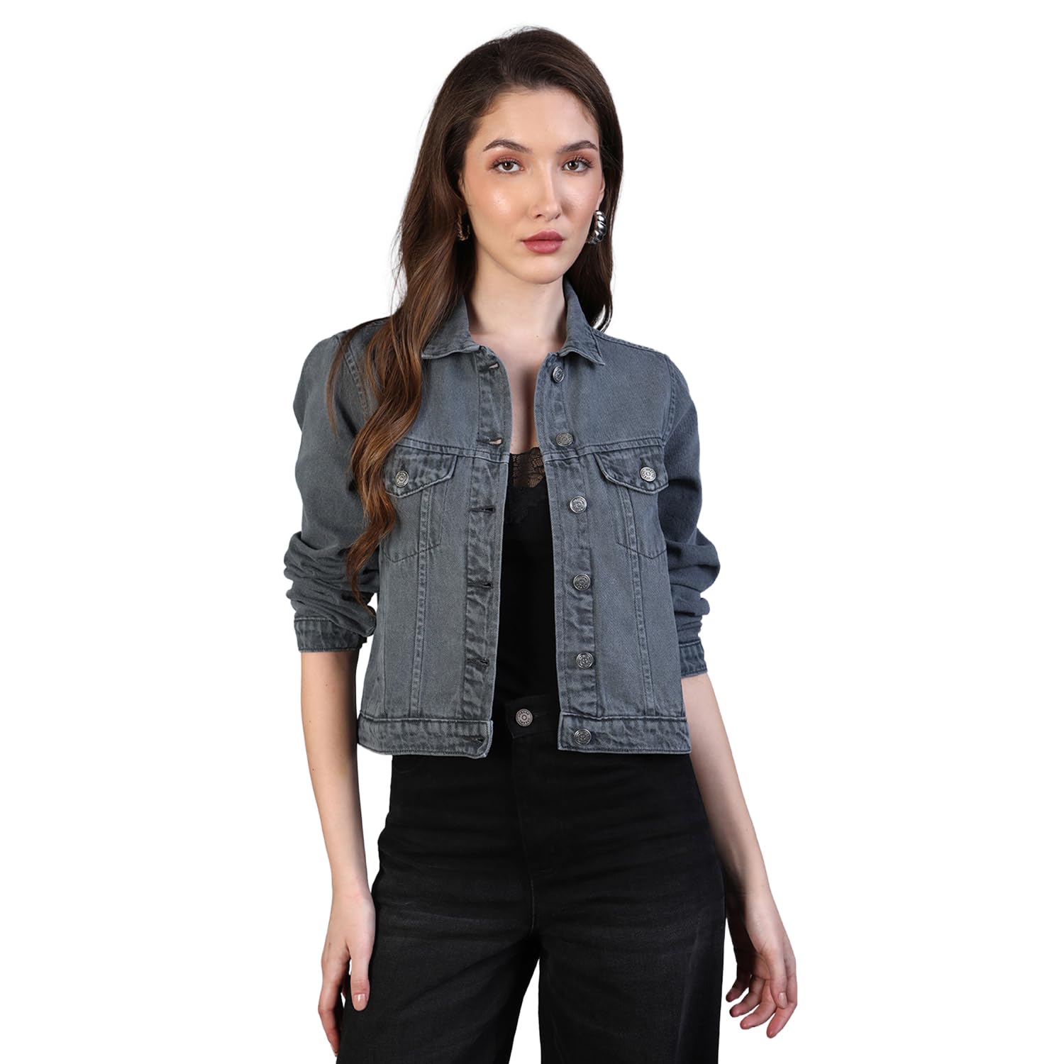 urbano fashion Women's Regular Fit Washed Full Sleeve Denim Jacket-picture-14
