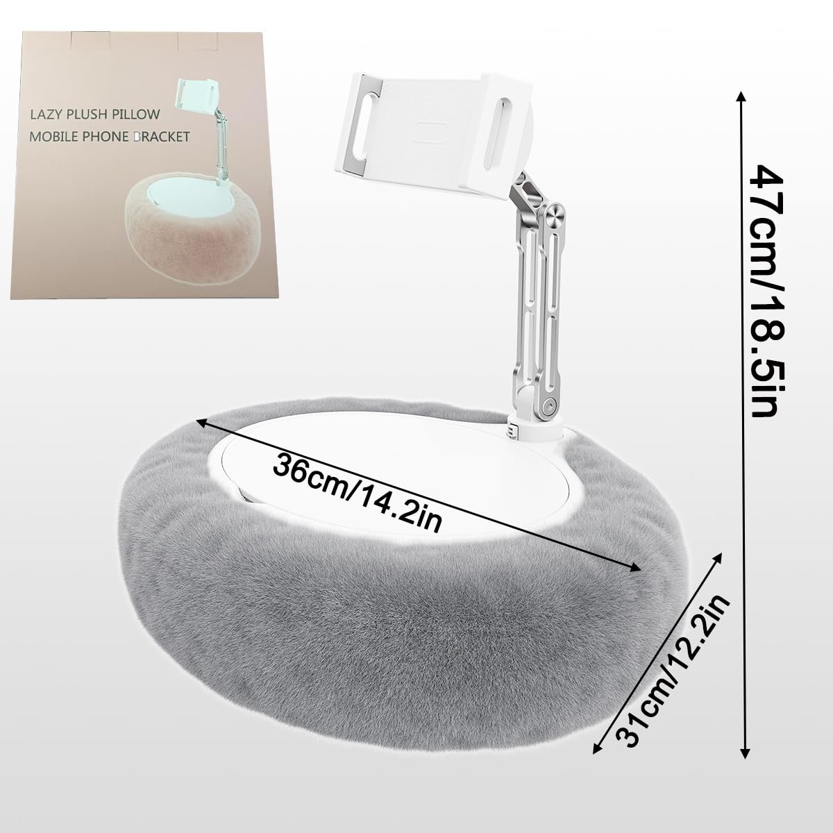 Supporto per tablet Kindle, iPad, supporto per cellulare con ciotola per snack con coperchio, compatibile con telefoni da 4,7"-13", tablet, iPad, iPhone, Google, Kindle, Samsung (grigio)