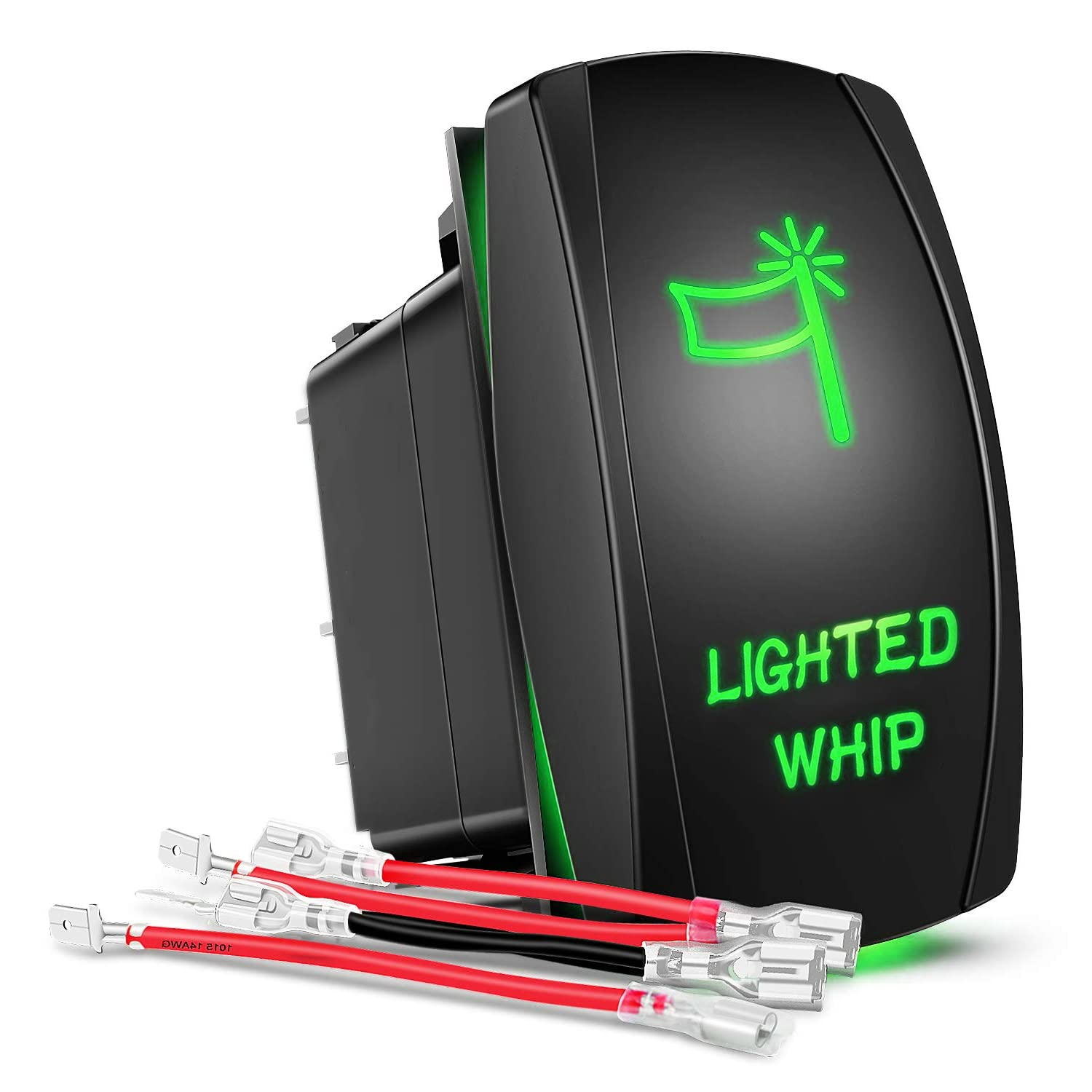 GOOACC 5-Pin Lighted Rocker Switch - Laser On/Off SPST Switch 20A 12V For LED Light Bars, Cars, Trucks (Red, With Wires) - View #7