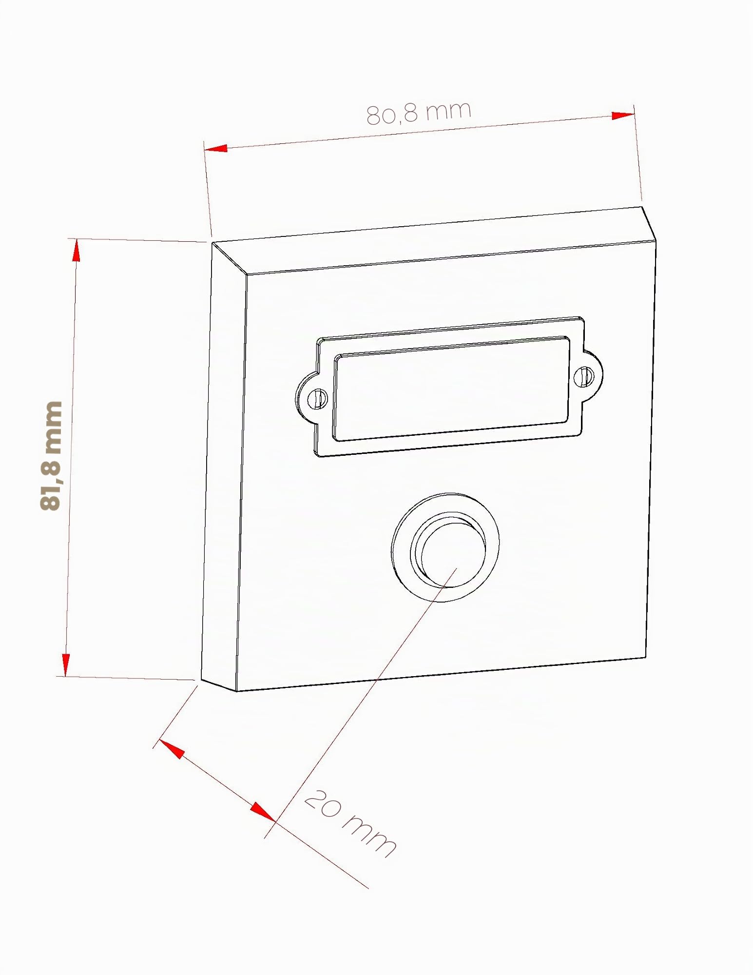 HUBER bouton de sonnette en métal - bouton de sonnette avec plaque signalétique - bouton de sonnette I en laiton chromé - bouton-poussoir