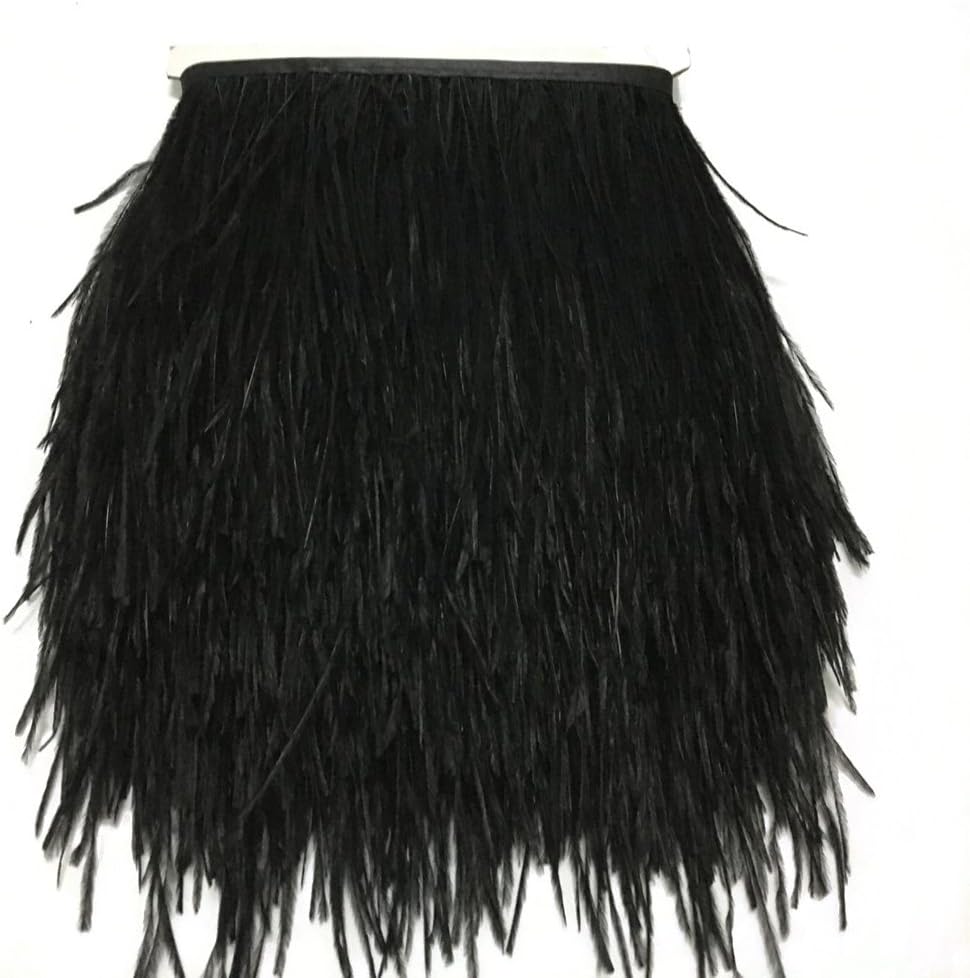KOLIGHT Pack of 1.8m Natural Dyed Ostrich Feathers (9~12cm) Trim Fringe for DIY Dress Sewing Crafts Costumes Decoration (Black)