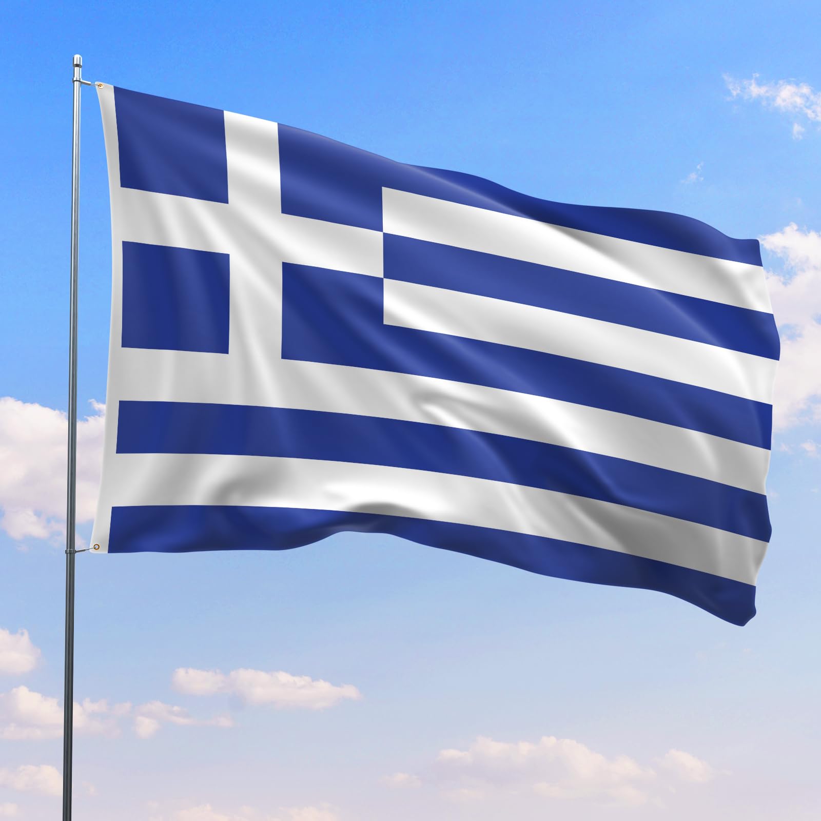 PartyYaa Greece Flag, 5ft x 3ft Greek Flag for Party Decorations Single Side with 2 Brass Eyelets, Waterproof - Image 4