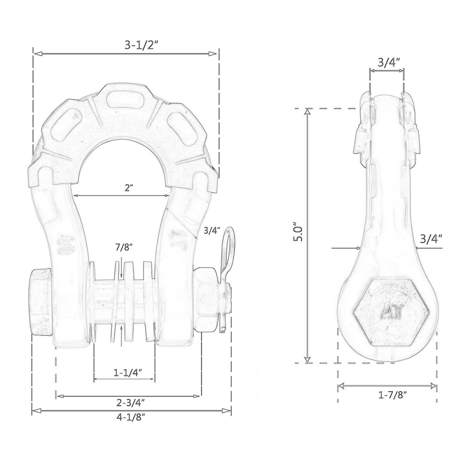 2 Pezzi a D Robusti (3/4 di Pollice), Accessori di Traino per Verricelli per Camion, Cinghie di Traino, Recupero Veicoli, nero