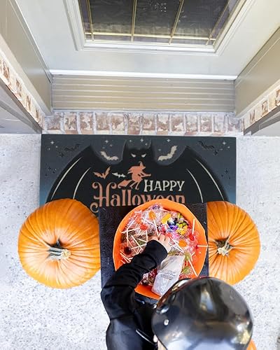Miniatura 8 de Felpudo de entrada al aire libre de Halloween, tapete de bienvenida impreso con láser 3D, tapete de bienvenida de Halloween resistente al aire libre