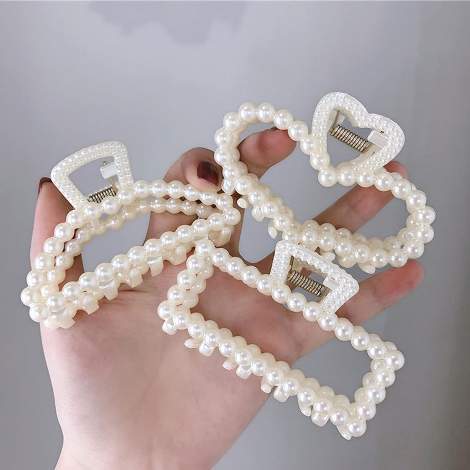 White Pearl Large Hair Clip for Thick Hair Girls Hair Clips Claw - Image 4