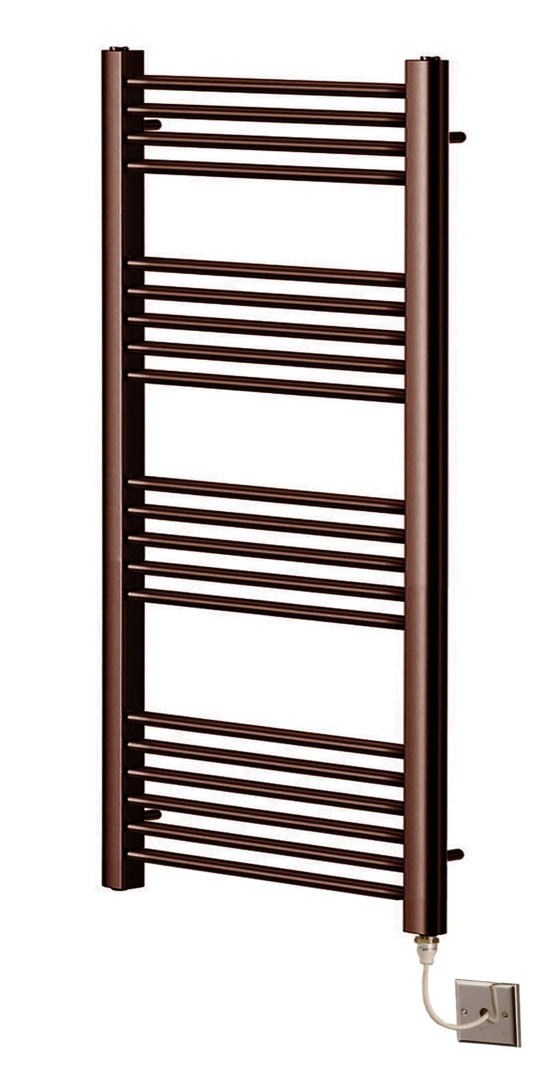 Greened House Brushed Bronze Electric Heated Towel Rail 400mm W x 1200mm H Straight Flat Towel Bathroom Radiator Wall Mounted