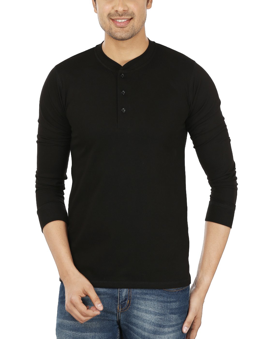 WeardoMens Henley T-Shirt Black