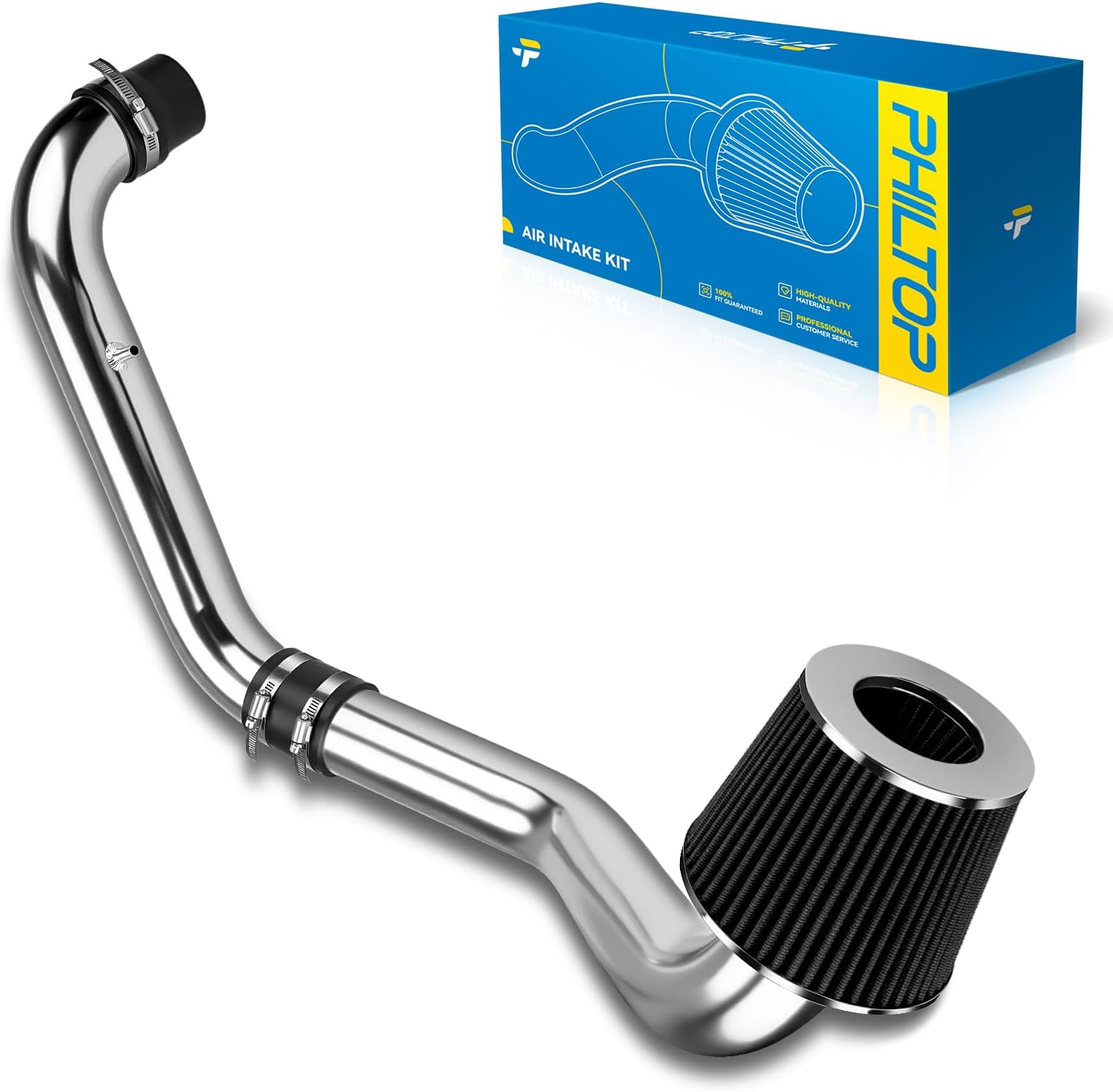 PHILTOP 2.75" Cold Air Intake Kit System Compatible with Honda Civic 1996 1997 1998 1999 2000 L4 1.6L, High Performance, Black