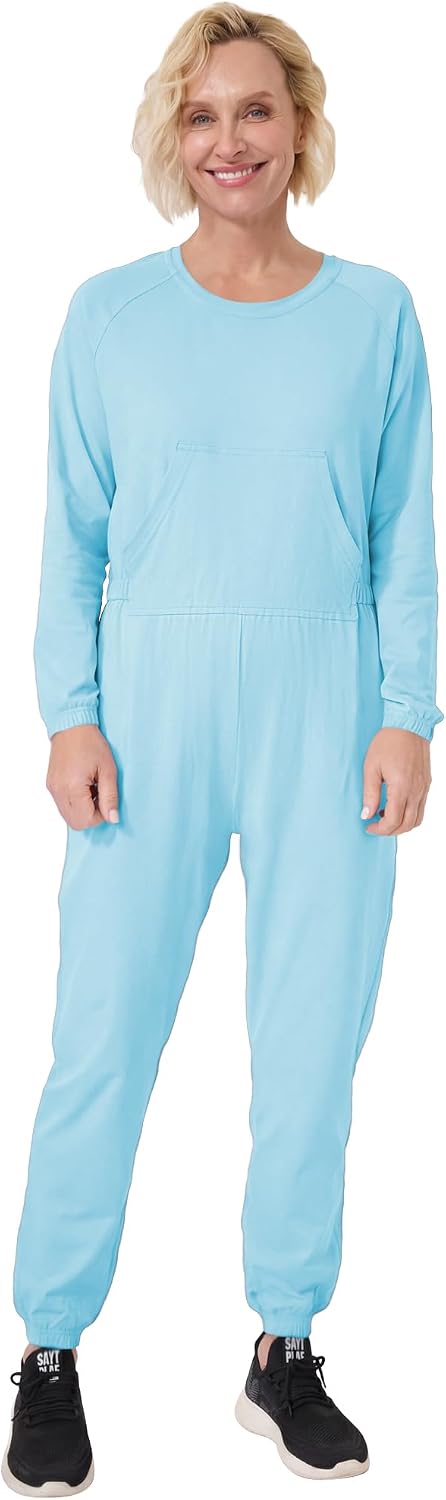 Women's Adaptive Anti-Strip Jumpsuit with Long Sleeve Back-Zip, Easy Access Clothing for Seniors & Special Needs