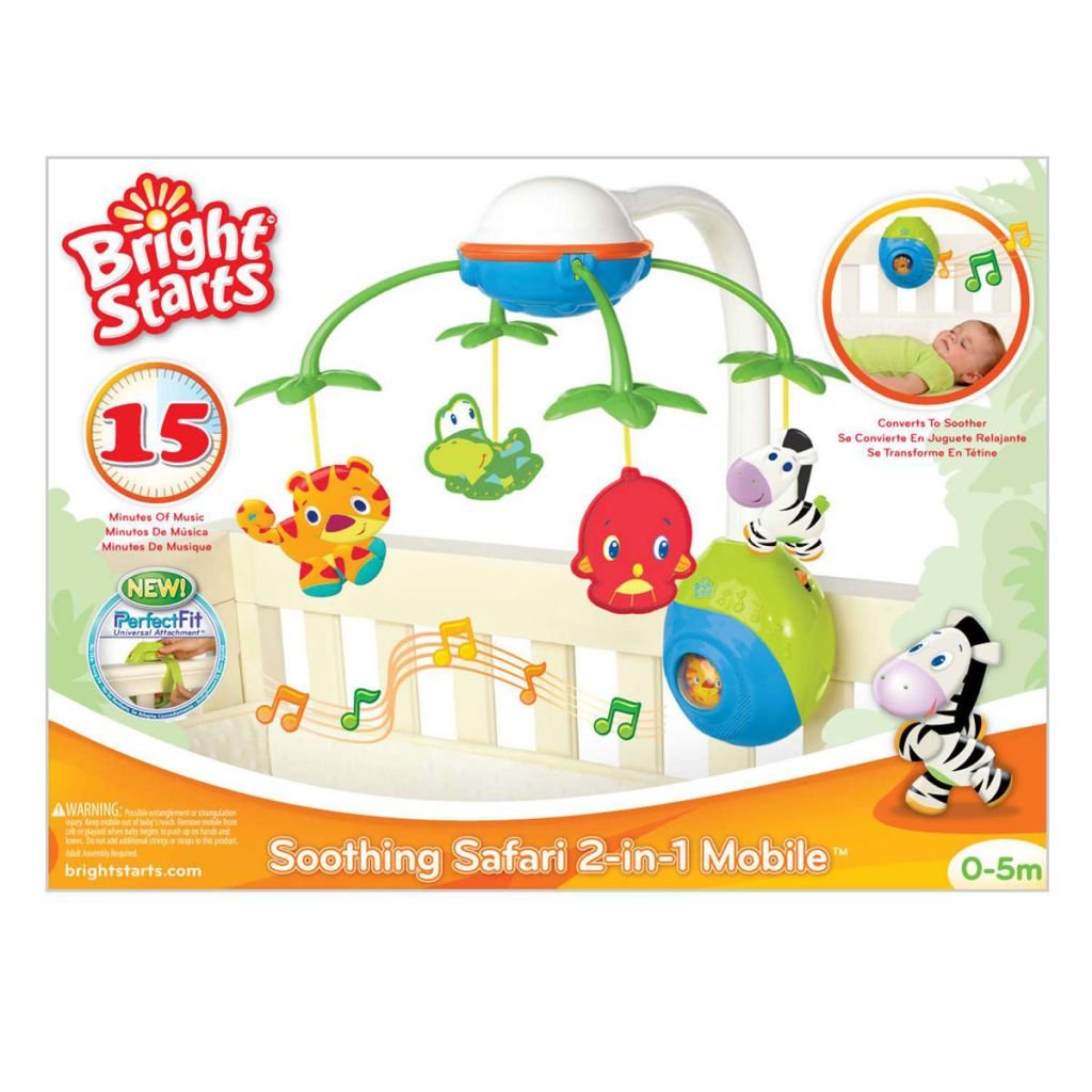 Móvil Musical de Cuna con Melodías+Juguetes Bright Starts Soothing Safari K8352