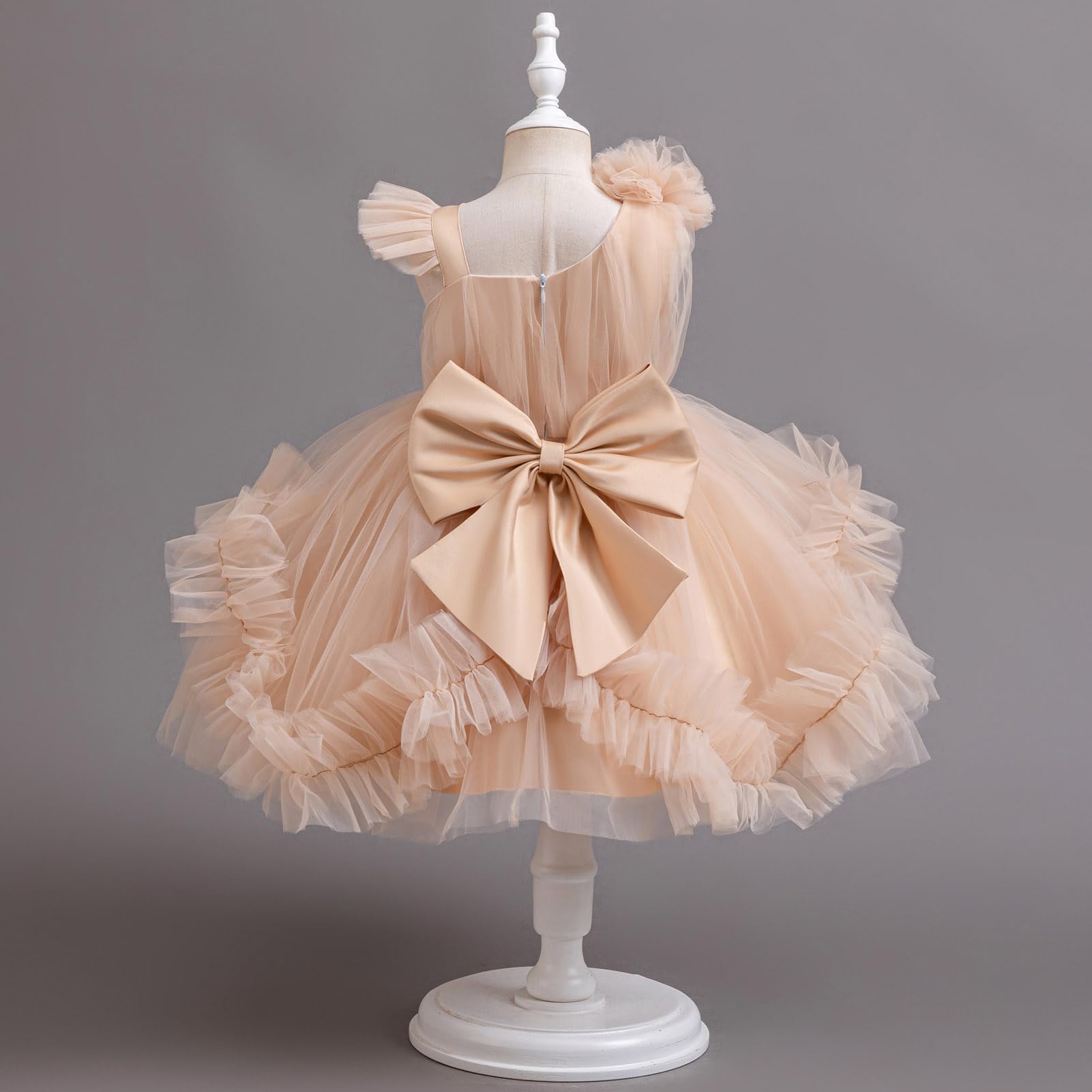 ABEHIK Mädchen Poncho Kleider Blumenmädchen Hochzeitskleid Funkelnder Tüll Prinzessin Geburtstag Kleid für Party
