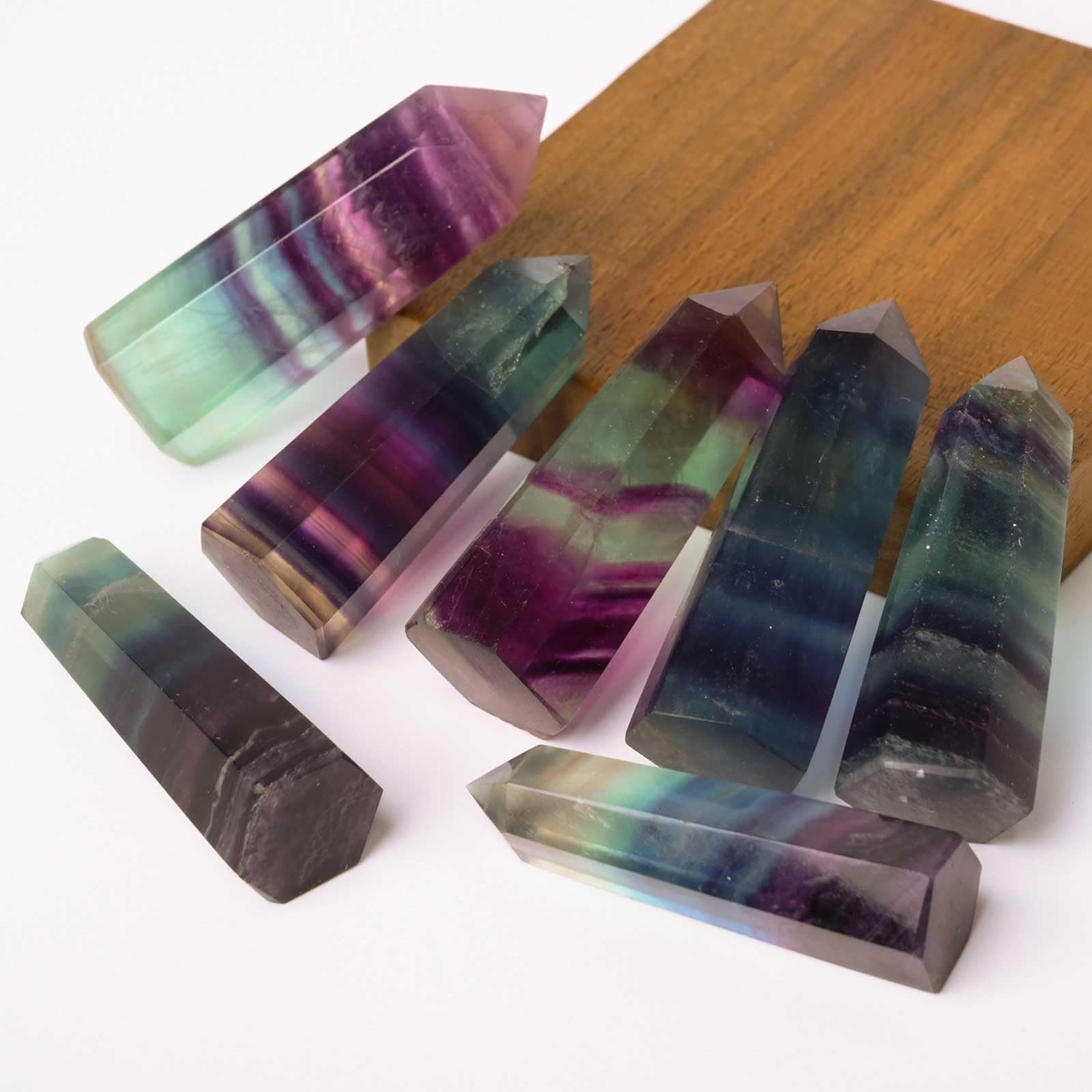 Bacchetta Esagonale in Cristallo di Quarzo Fluorite Arcobaleno da 3 Pezzi Tova di Cristallo curativo Set di Bacchette di Pietre preziose per la Terapia di Meditazione Reiki Chakra