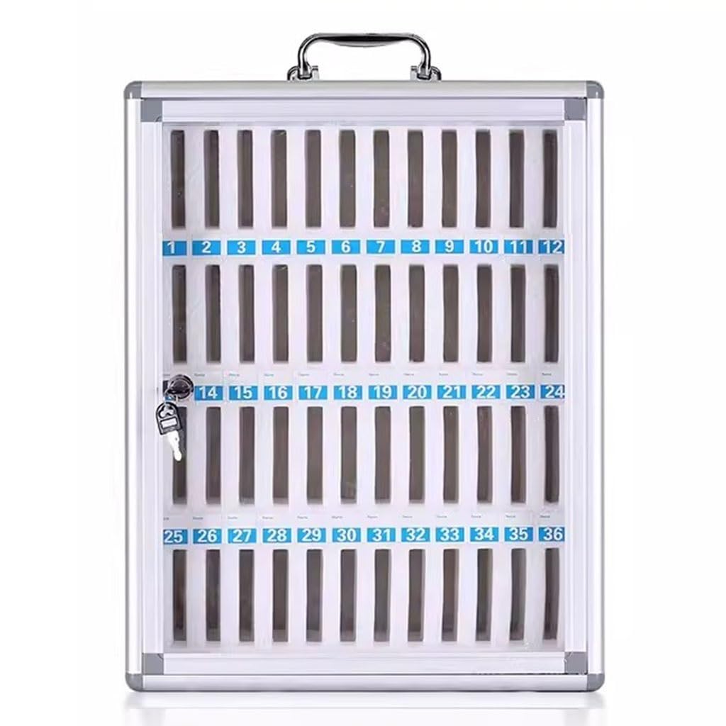 Boîte de rangement pour téléphone portable avec serrure coffret argent 48 fentes