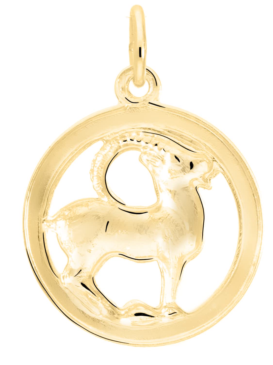 My Gold Damen Herren Kinder Anhänger Sternzeichen (Ohne Kette) Echtes Gelbgold 333 Gold (8 Karat) Ø 15mm Rund Tierkreiszeichen Horoskop Gavno