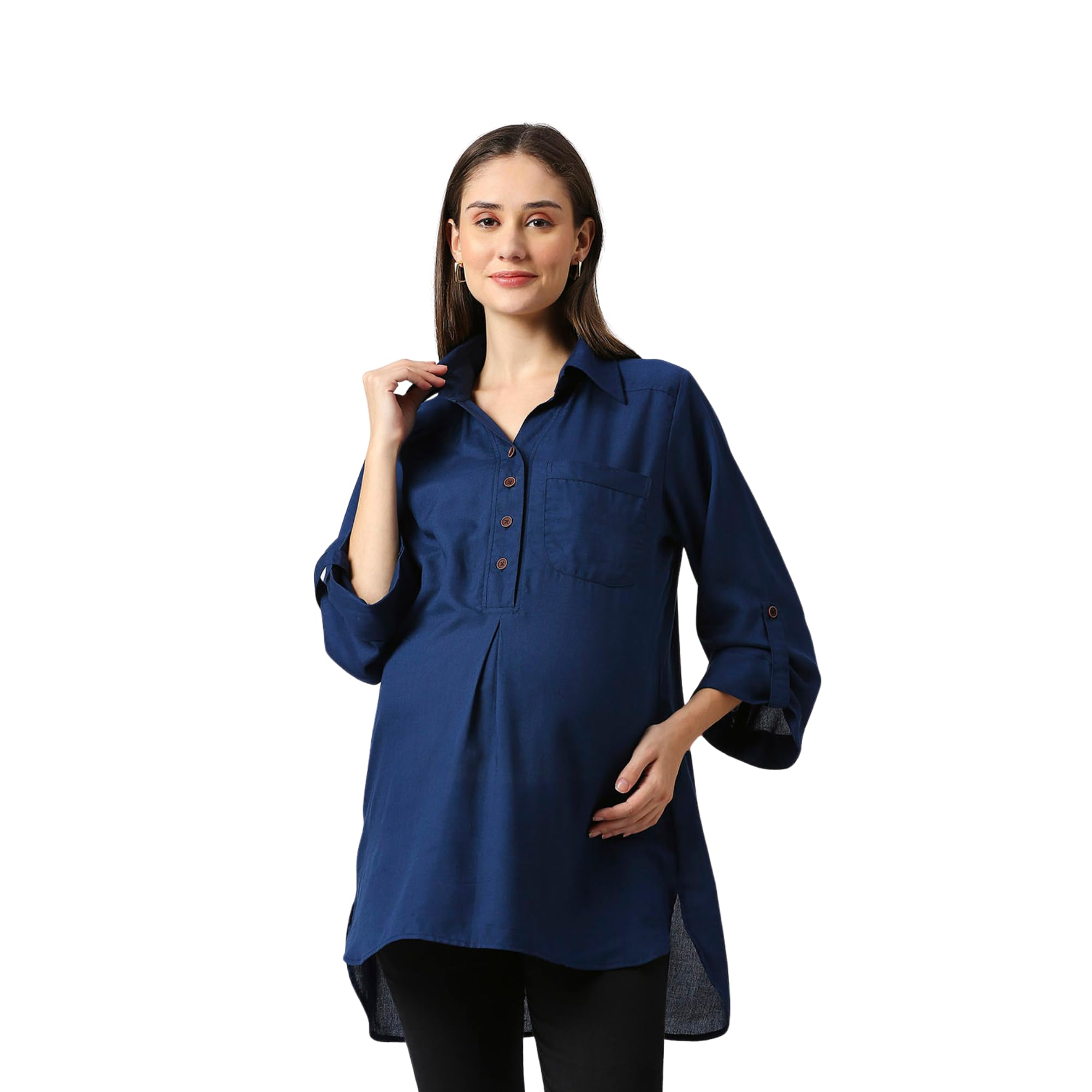 Rayon Casual Maternity Dress|Blue-picture-22