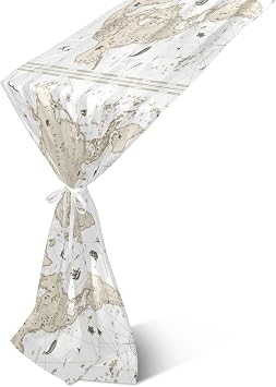 YETTASBIN Vintage World Map Chiffon Table Runner, Soft Wrinkle Resistant Rustic Dining Table Runner for Romantic Wedding Bridal Shower Birthday Party Home Decor, 18 x 108 Inch