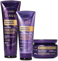 Eudora kit Siàge Resgate Imediato: Shampoo 250ml + Condicionador 200ml + Máscara Capilar 250g