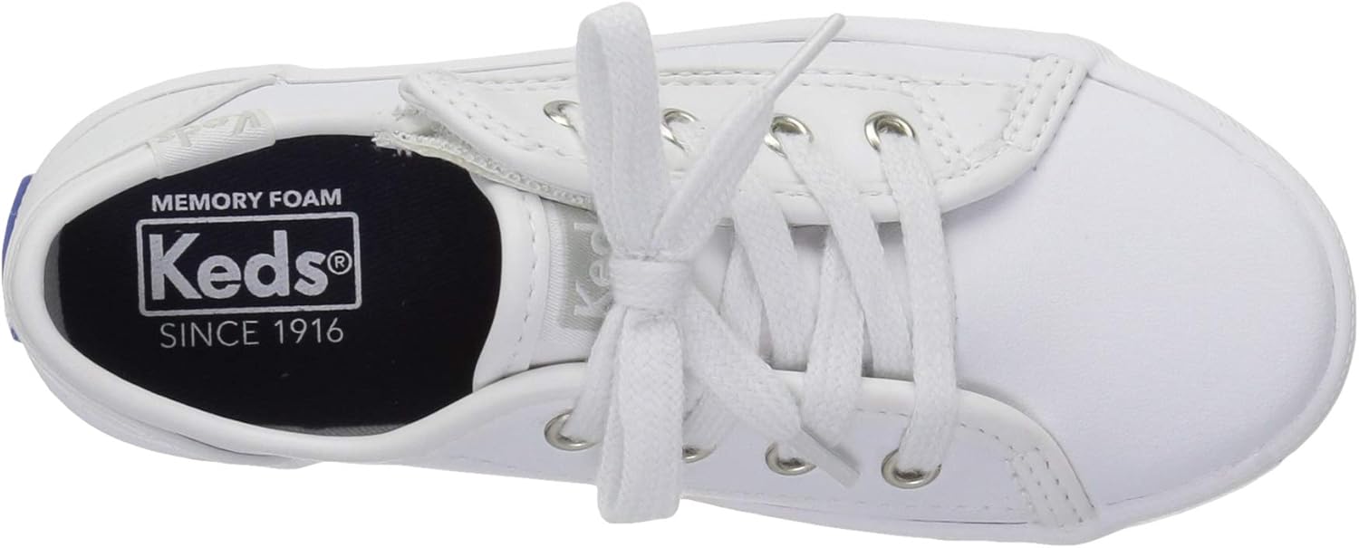 Keds Unisex-Child Kickstart Sneaker White Leather 4 Little Kid