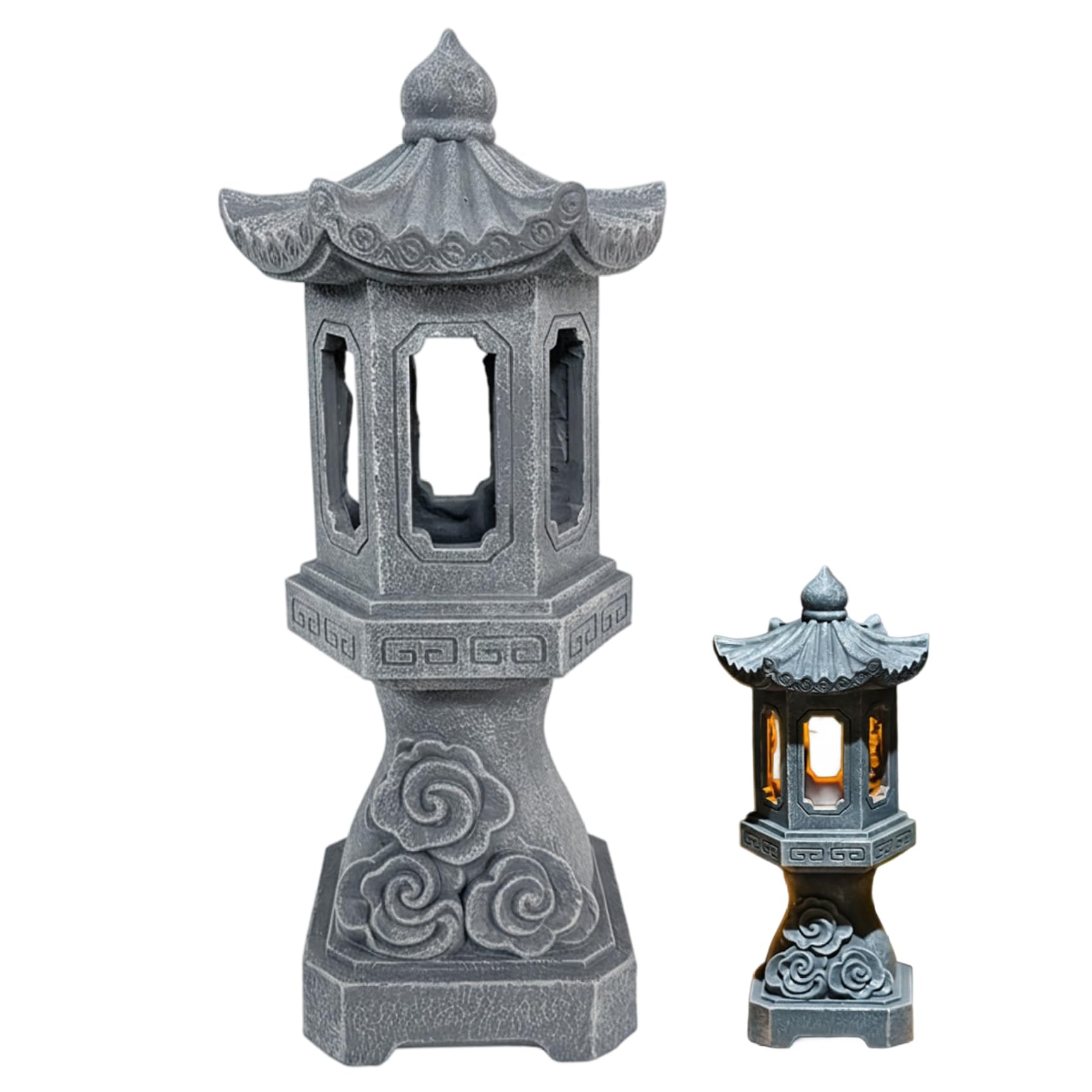 Ginwrek Pagoda Statue Pagoda Garden Statue, Resin Solar Japanese Lantern, Decorative Zen Garden Landscape for Yard Patio Lawn, Style2