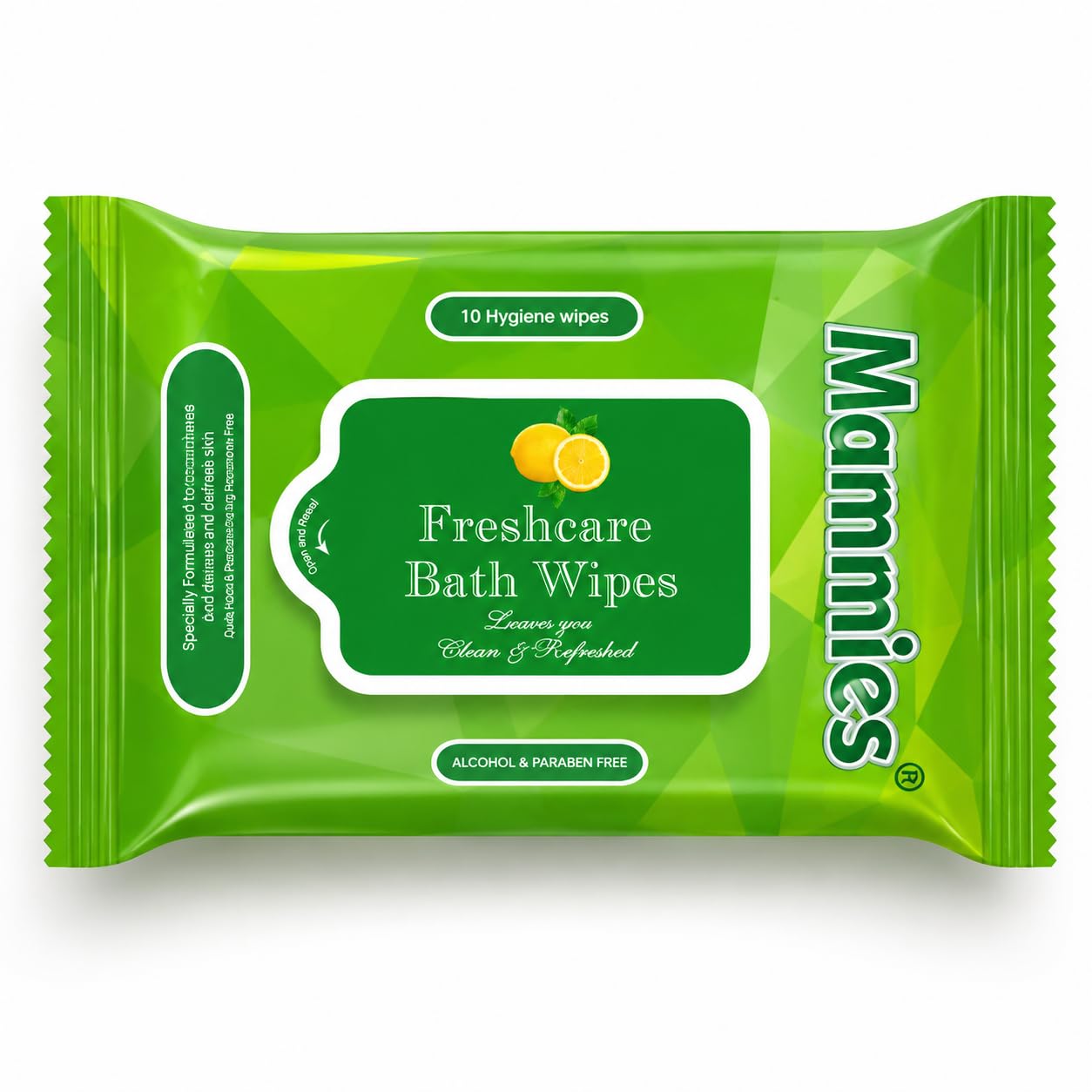 Mammies Freshcare Bath Wipes | Adult Hygiene Wipes | Alcohol & Paraben Free | pH Balanced | Vitamin E | Lemon Fragrance | DM Water | Extra Soft 32 x 32 cm | Resealable Travel Pack | 10 Wipes-image-49