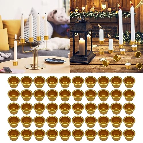 50pcs Mini Metal Candle Holder Set of 50 Gold Aluminum Candelabra for Festive Decorations Simple Home Ornaments Aluminum Candle Cup